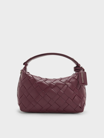 CHARLES & KEITH New / Ivette Woven Shoulder Bag - Wineberry Red