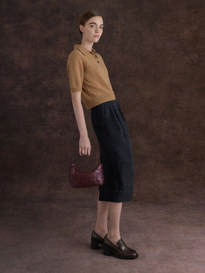 CHARLES & KEITH New / Ivette Woven Shoulder Bag - Wineberry Red