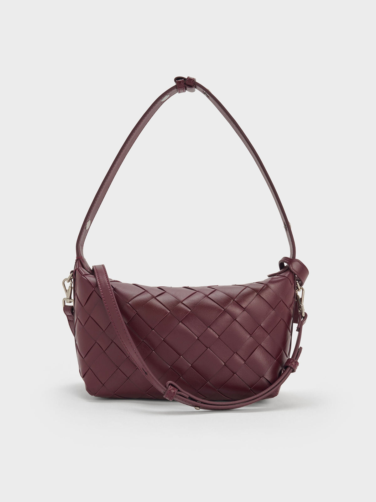 CHARLES & KEITH New / Ivette Woven Shoulder Bag - Wineberry Red