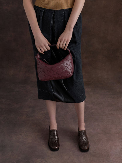 CHARLES & KEITH New / Ivette Woven Shoulder Bag - Wineberry Red
