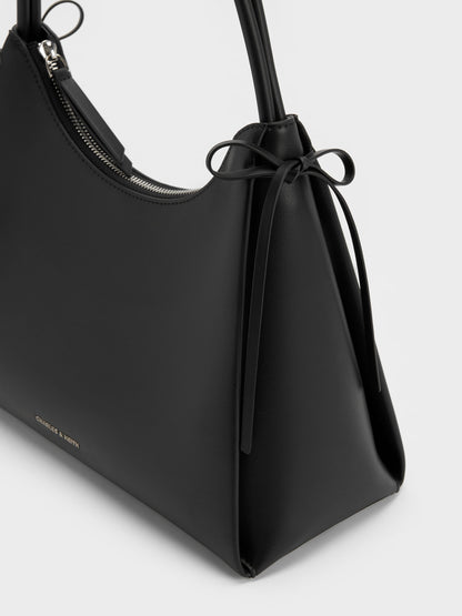 CHARLES & KEITH Classic / Hazel Bow Hobo Bag - Noir