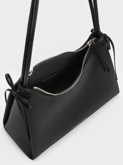 CHARLES & KEITH Classic / Hazel Bow Hobo Bag - Noir