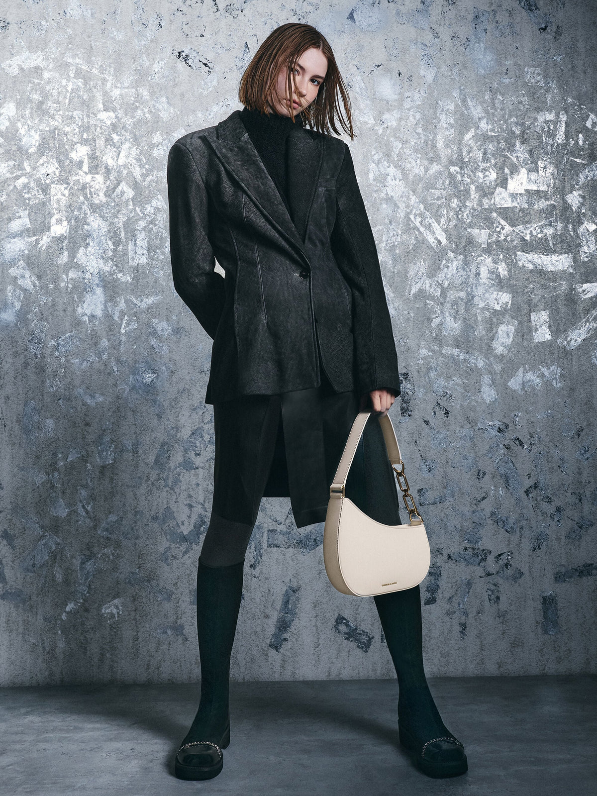 CHARLES & KEITH Special Offer / Agatha Chain-Strap Shoulder Bag - Cream