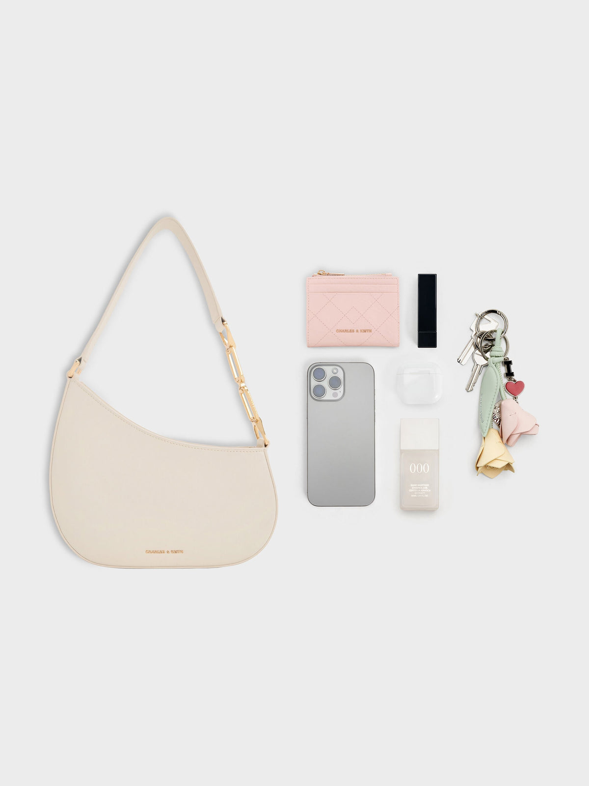 CHARLES & KEITH Special Offer / Agatha Chain-Strap Shoulder Bag - Cream