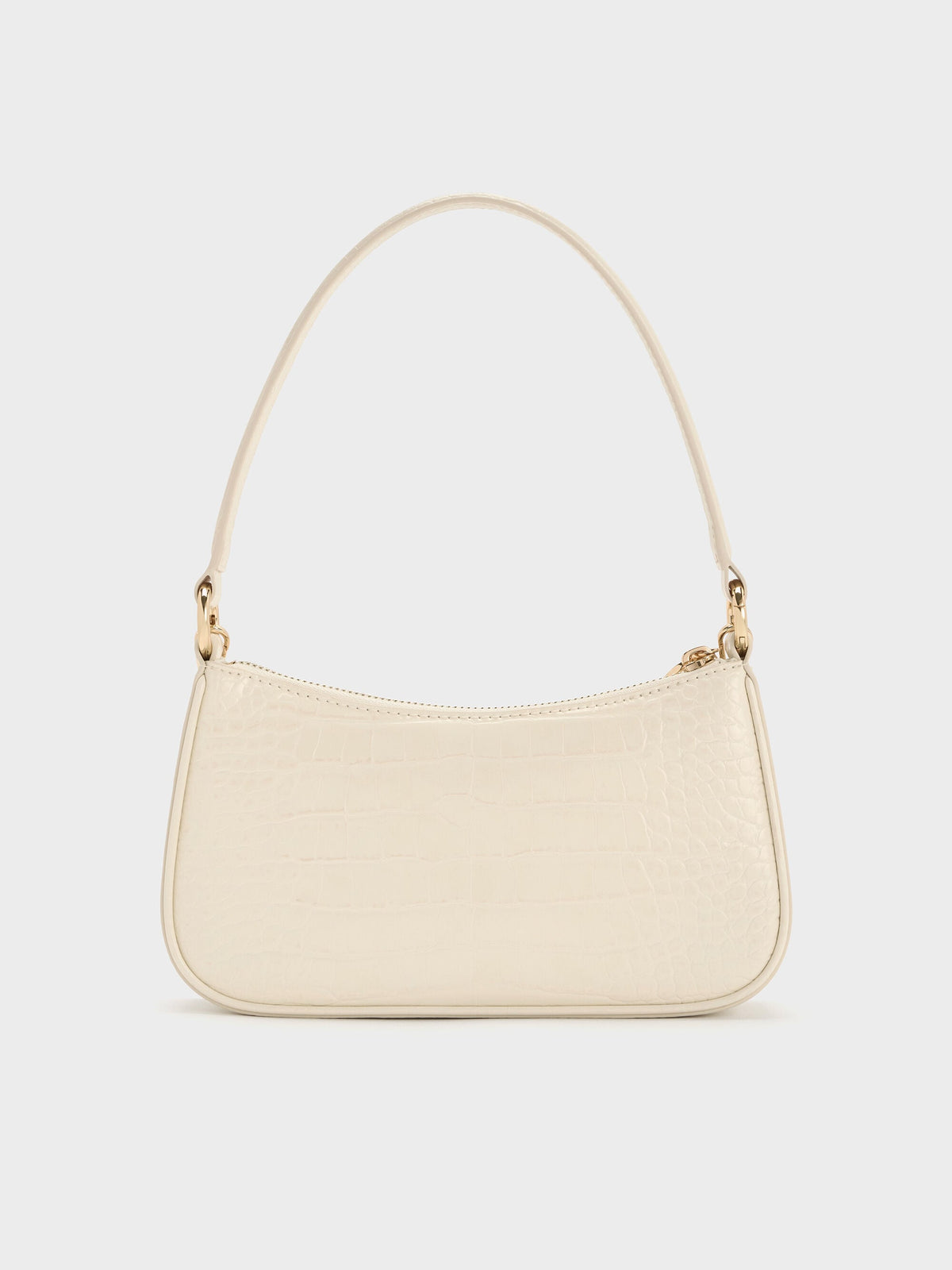 CHARLES & KEITH Everyday / Elspeth Croc-Effect Chain-Link Shoulder Bag - Cream Croco