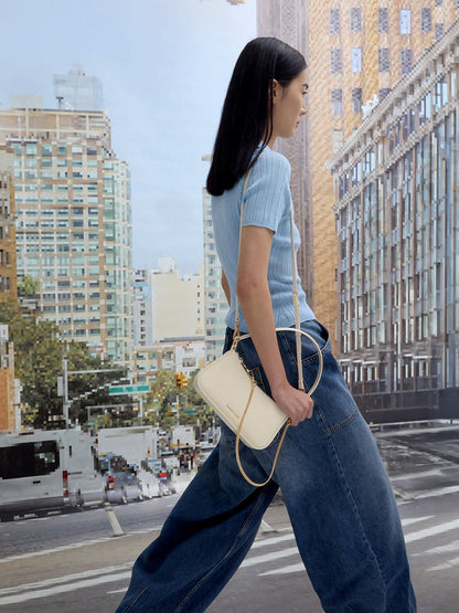 CHARLES & KEITH Everyday / Elspeth Croc-Effect Chain-Link Shoulder Bag - Cream Croco