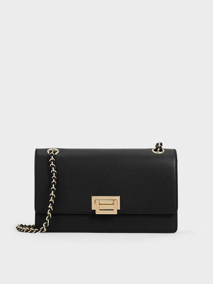 CHARLES & KEITH Exclusive / Everline Braided-Strap Shoulder Bag - Black