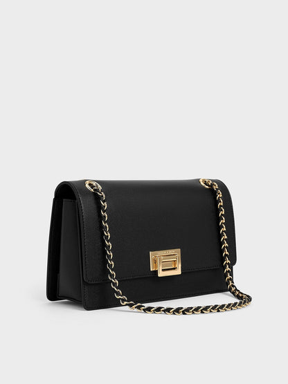 CHARLES & KEITH Exclusive / Everline Braided-Strap Shoulder Bag - Black