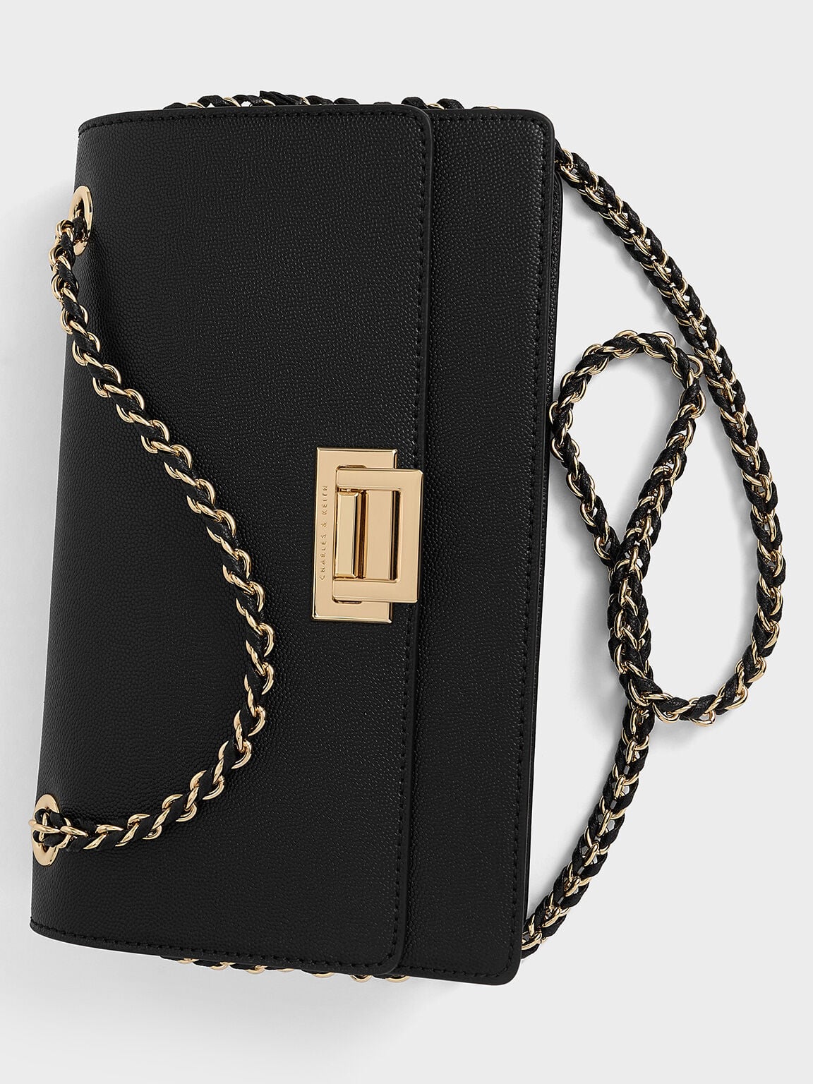 CHARLES & KEITH Exclusive / Everline Braided-Strap Shoulder Bag - Black