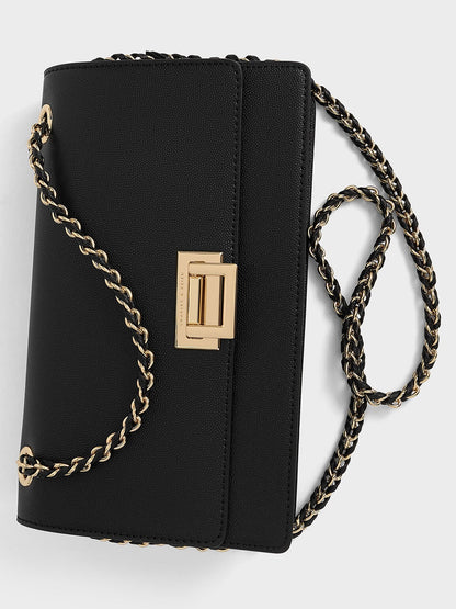 CHARLES & KEITH Exclusive / Everline Braided-Strap Shoulder Bag - Black