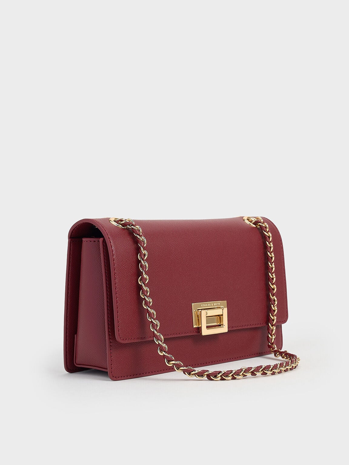 CHARLES & KEITH Featured / Everline Braided-Strap Shoulder Bag - Burgundy