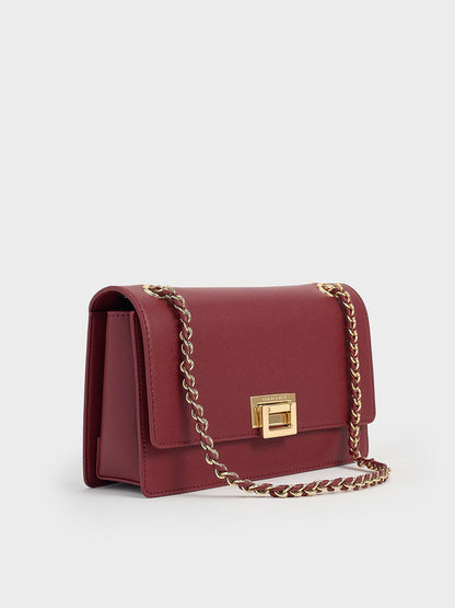 CHARLES & KEITH Featured / Everline Braided-Strap Shoulder Bag - Burgundy