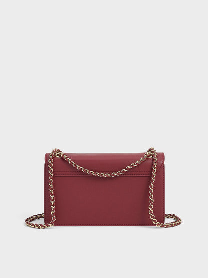 CHARLES & KEITH Featured / Everline Braided-Strap Shoulder Bag - Burgundy