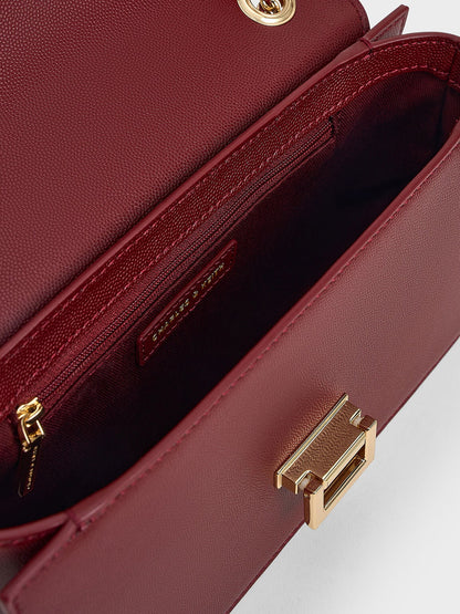 CHARLES & KEITH Featured / Everline Braided-Strap Shoulder Bag - Burgundy