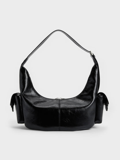 CHARLES & KEITH Best Seller / Large Bessie Side-Pocket Hobo Bag - Noir