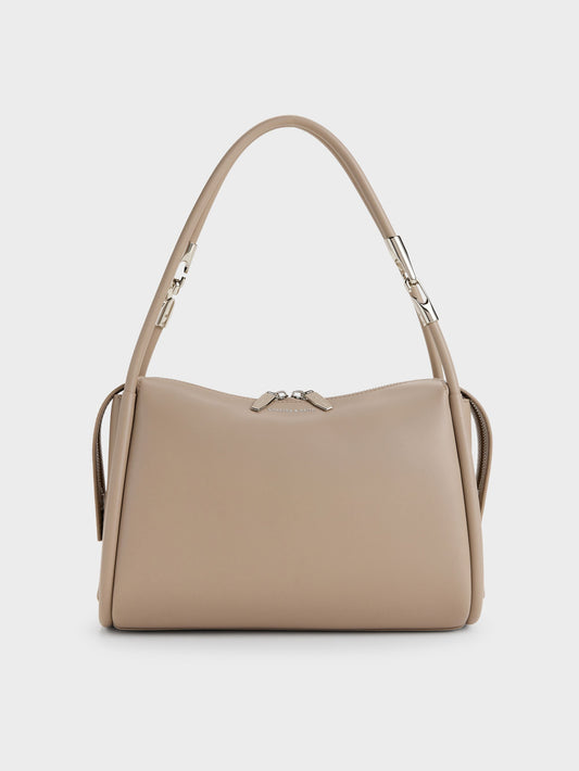 CHARLES & KEITH Latest / Lyla Tubular Slouchy Shoulder Bag - Taupe