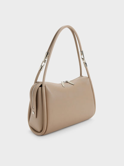 CHARLES & KEITH Latest / Lyla Tubular Slouchy Shoulder Bag - Taupe