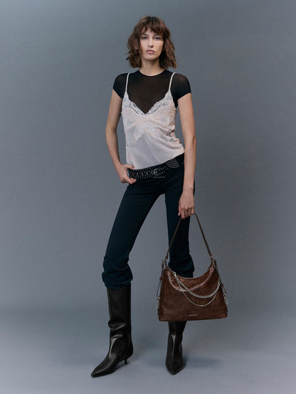 CHARLES & KEITH Sale / Atwood Chain Convertible Hobo Bag - Distressed Coffee
