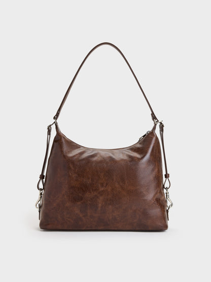 CHARLES & KEITH Sale / Atwood Chain Convertible Hobo Bag - Distressed Coffee
