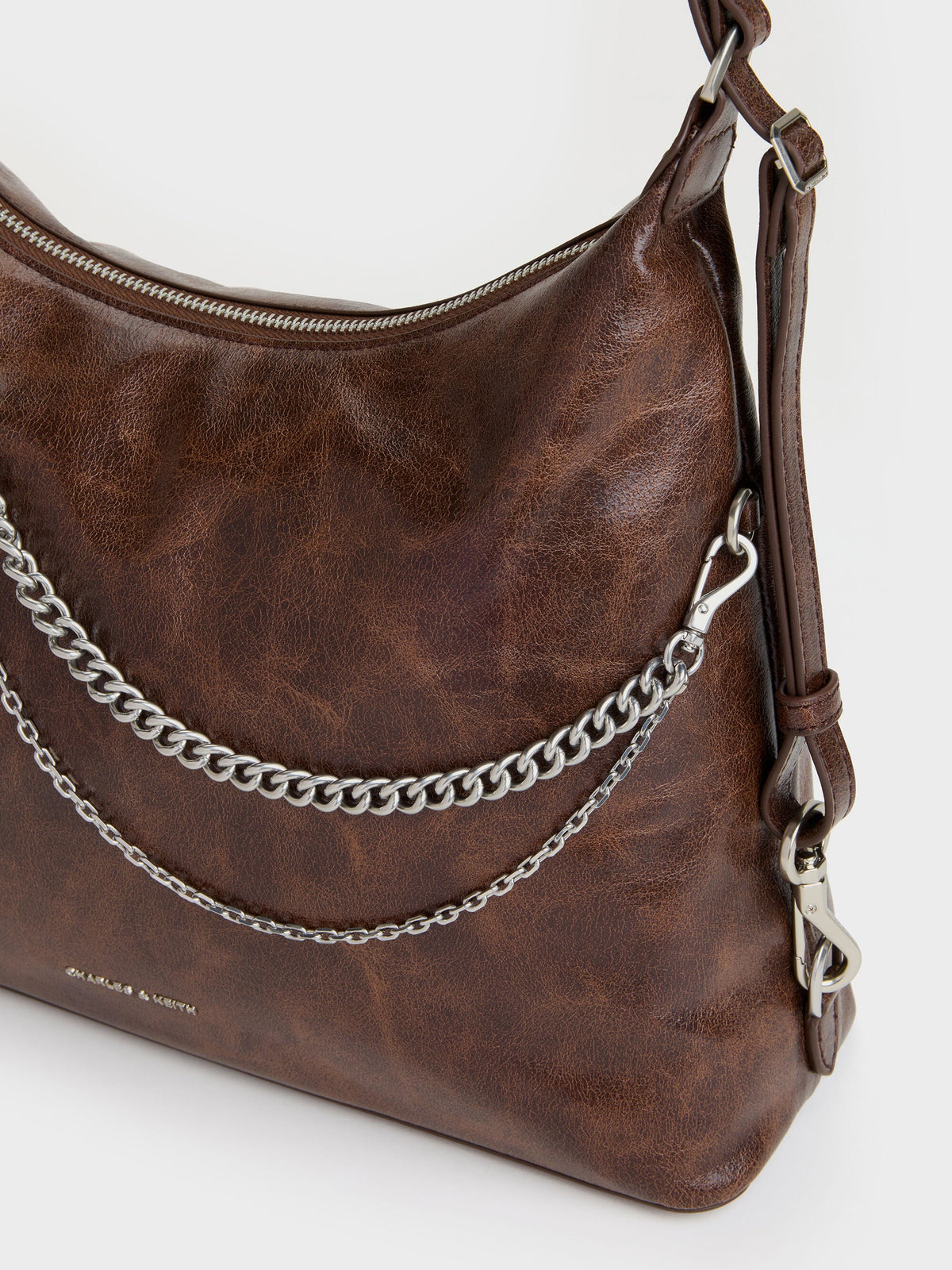 CHARLES & KEITH Sale / Atwood Chain Convertible Hobo Bag - Distressed Coffee