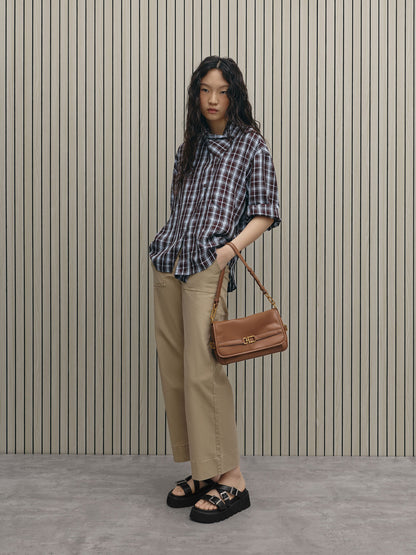 CHARLES & KEITH Everyday / Gwynne Metallic-Buckle Belted Shoulder Bag - Chocolate