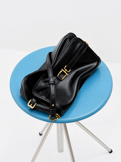 CHARLES & KEITH Smart Buy / Gwynne Metallic-Buckle Belted Shoulder Bag - Black