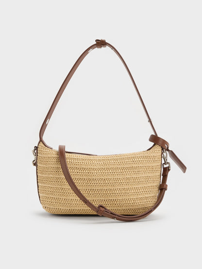 CHARLES & KEITH New / Ivette Raffia Woven Shoulder Bag - Multi