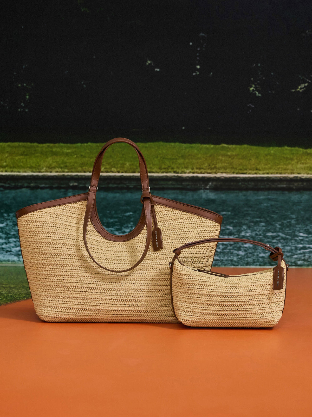 CHARLES & KEITH New / Ivette Raffia Woven Shoulder Bag - Multi