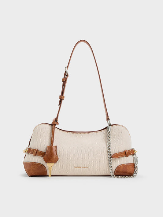 CHARLES & KEITH Signature / Delfina Canvas Chain Side-Belt Shoulder Bag - Multi