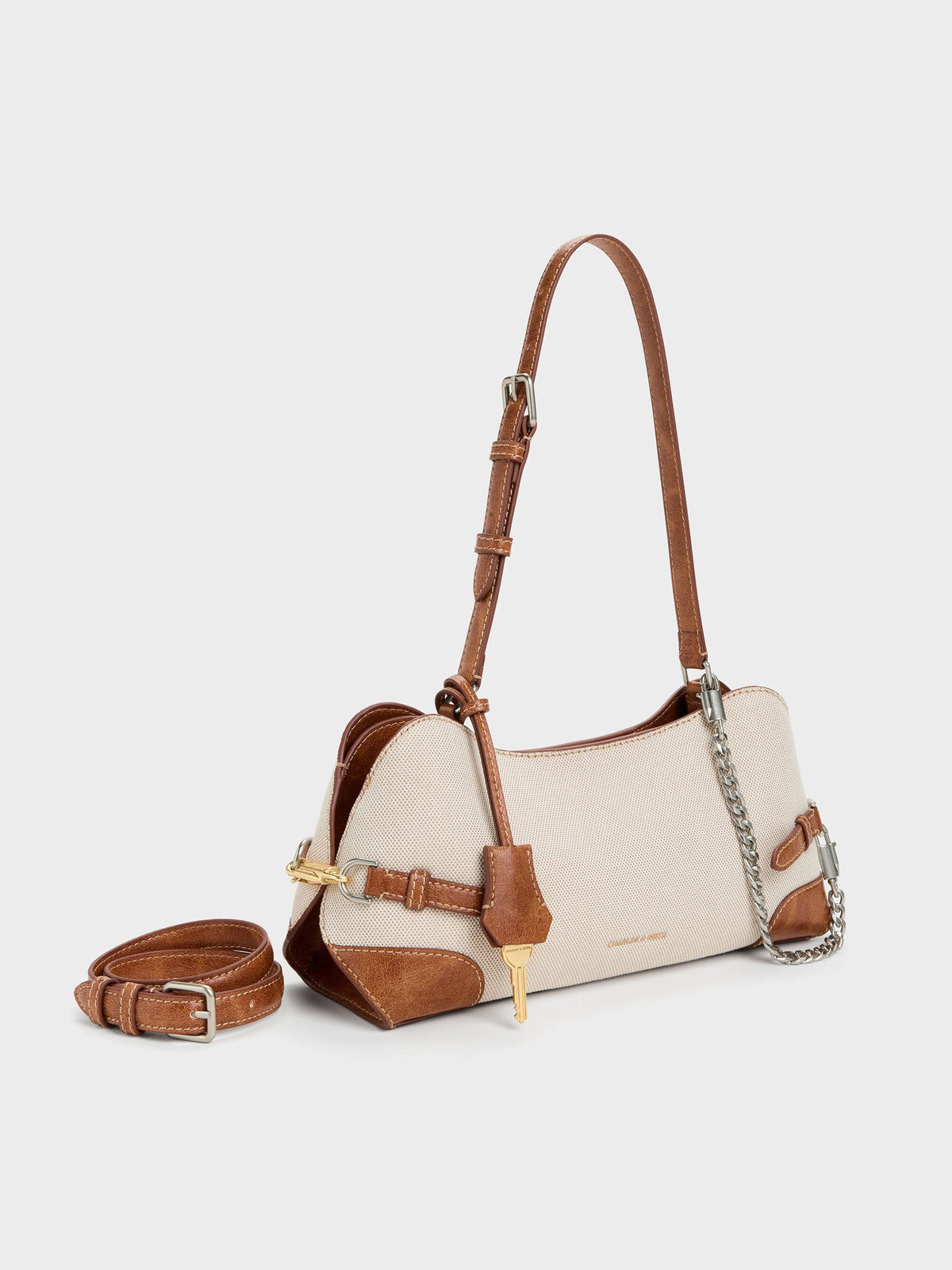 CHARLES & KEITH Signature / Delfina Canvas Chain Side-Belt Shoulder Bag - Multi