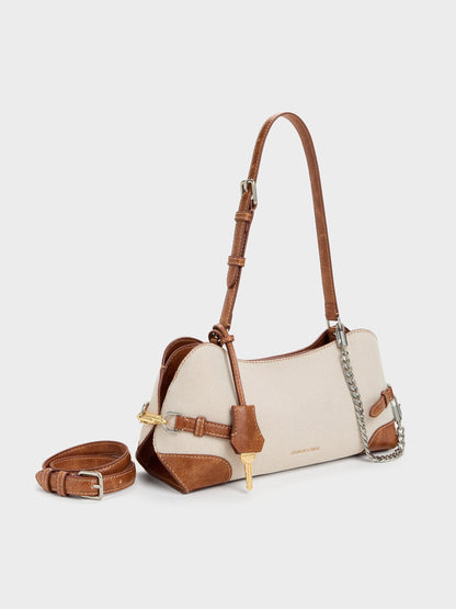 CHARLES & KEITH Signature / Delfina Canvas Chain Side-Belt Shoulder Bag - Multi