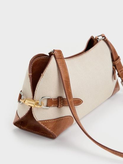 CHARLES & KEITH Signature / Delfina Canvas Chain Side-Belt Shoulder Bag - Multi