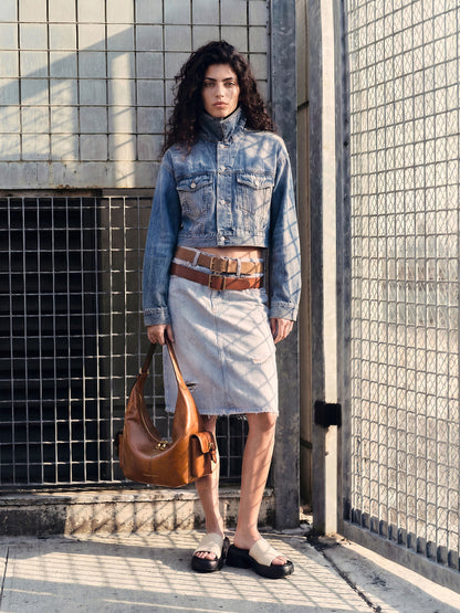 CHARLES & KEITH Hot Sale / Large Bessie Side-Pocket Hobo Bag - Distressed Tan