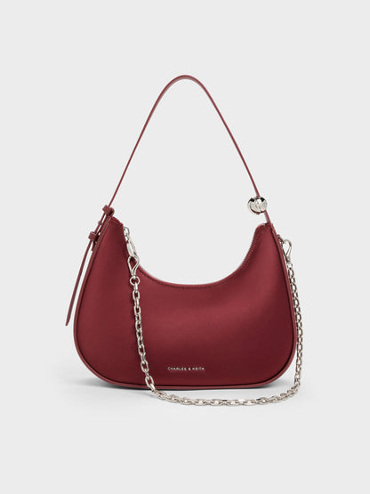 CHARLES & KEITH Signature / Jesmyn Satin Chain Two-Way Bag - Burgundy