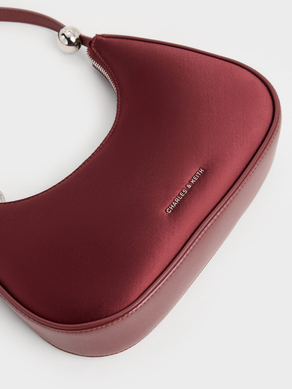CHARLES & KEITH Signature / Jesmyn Satin Chain Two-Way Bag - Burgundy