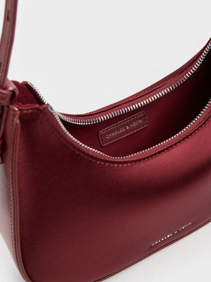 CHARLES & KEITH Signature / Jesmyn Satin Chain Two-Way Bag - Burgundy