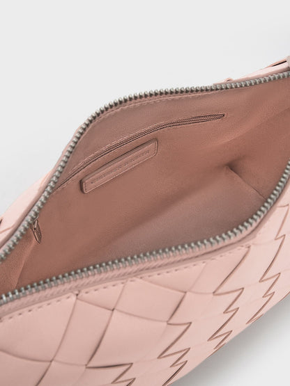 CHARLES & KEITH Quality / Ivette Woven Shoulder Bag - Light Pink