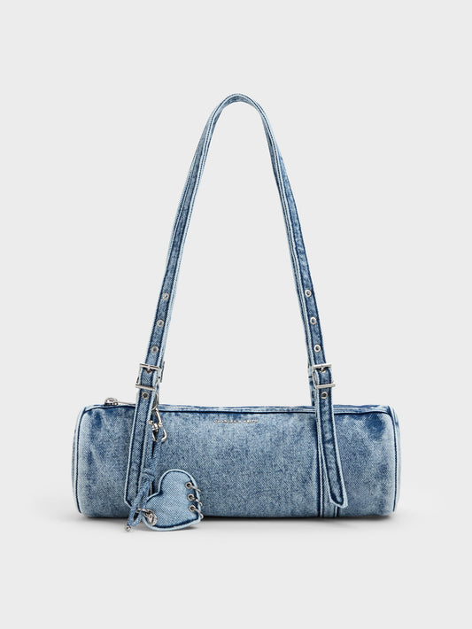 CHARLES & KEITH Quality / Rey Denim Elongated Shoulder Bag - Denim Blue
