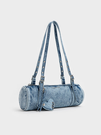 CHARLES & KEITH Quality / Rey Denim Elongated Shoulder Bag - Denim Blue