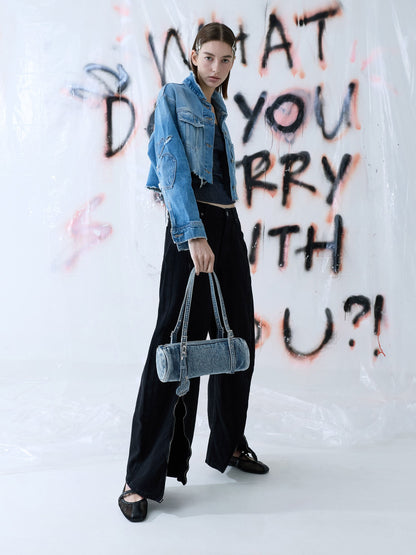 CHARLES & KEITH Quality / Rey Denim Elongated Shoulder Bag - Denim Blue