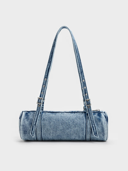 CHARLES & KEITH Quality / Rey Denim Elongated Shoulder Bag - Denim Blue
