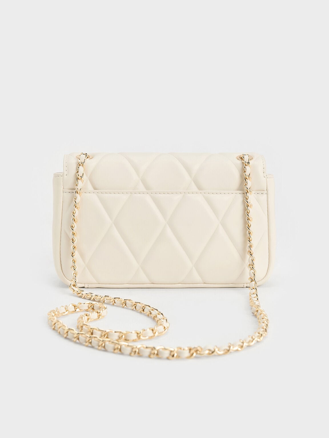 CHARLES & KEITH New / Arwen Diamond-Quilt Shoulder Bag - Cream