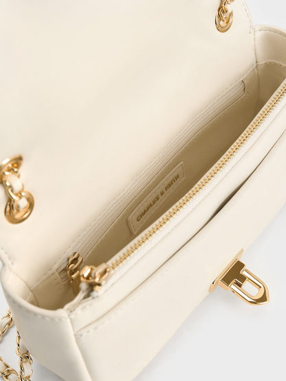 CHARLES & KEITH New / Arwen Diamond-Quilt Shoulder Bag - Cream