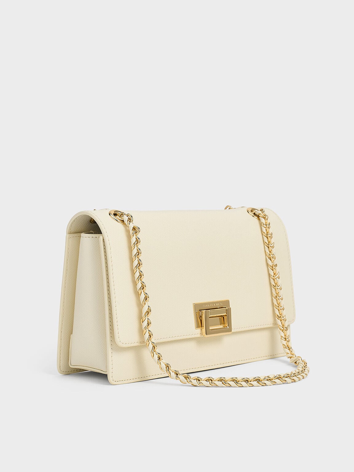 CHARLES & KEITH Recommended / Everline Braided-Strap Shoulder Bag - Cream