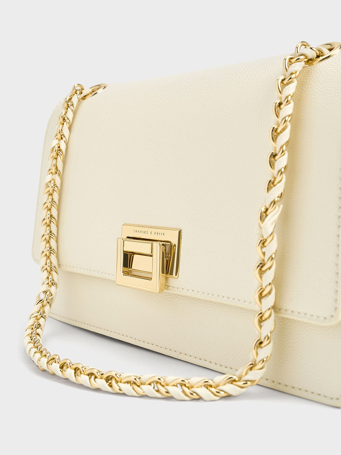 CHARLES & KEITH Recommended / Everline Braided-Strap Shoulder Bag - Cream
