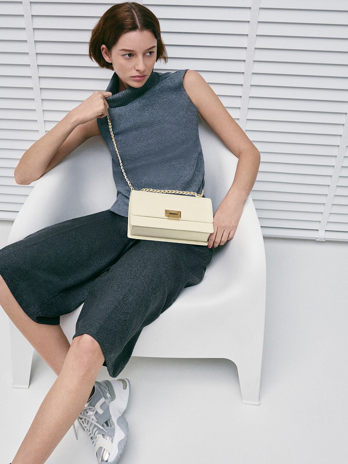 CHARLES & KEITH Recommended / Everline Braided-Strap Shoulder Bag - Cream
