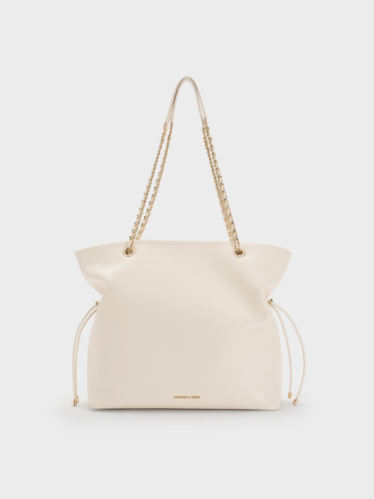 CHARLES & KEITH Deals / Arya Braided-Chain Tote Bag - Cream