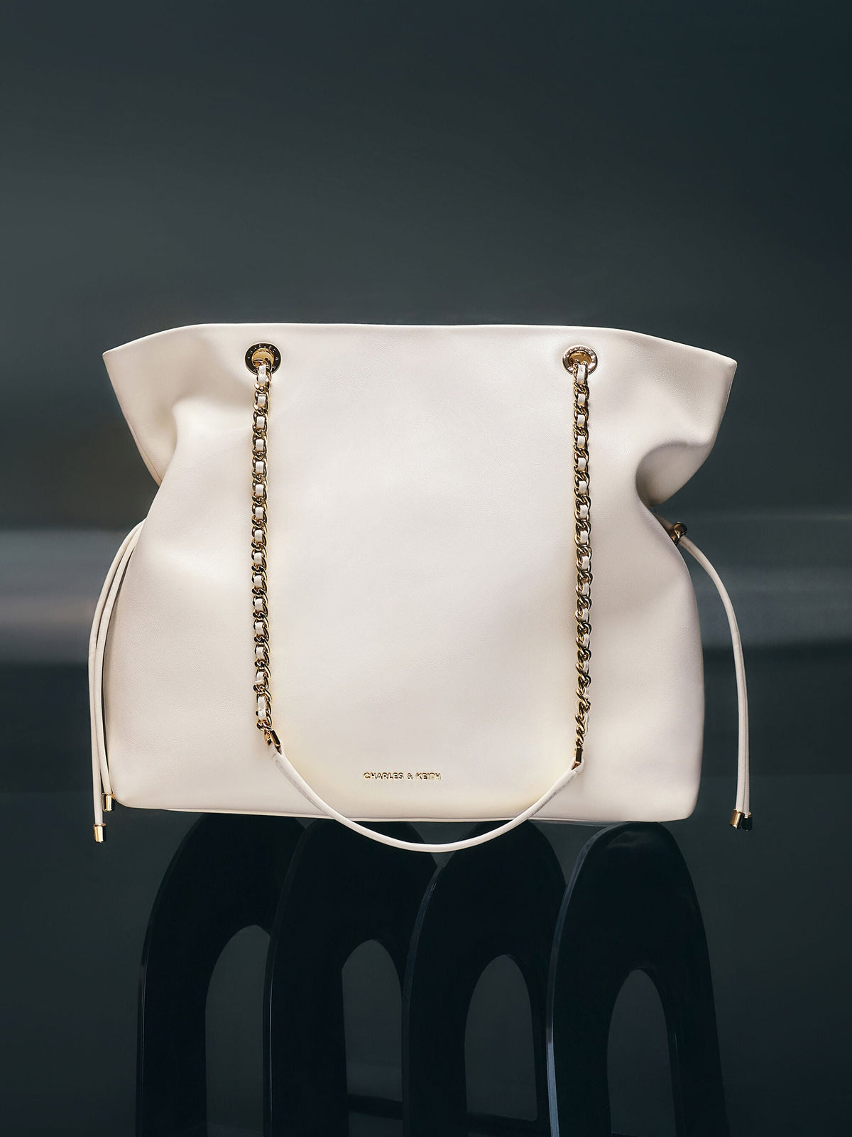 CHARLES & KEITH Deals / Arya Braided-Chain Tote Bag - Cream