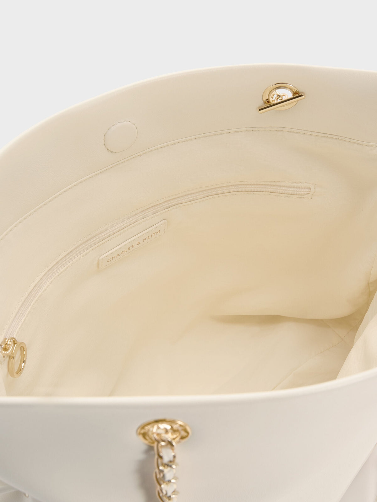 CHARLES & KEITH Deals / Arya Braided-Chain Tote Bag - Cream