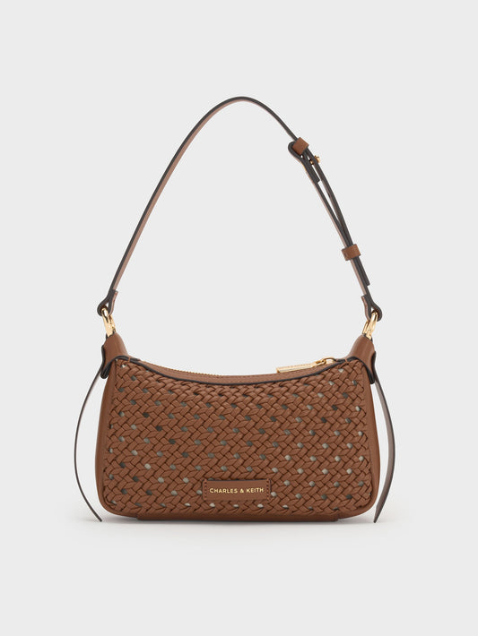 CHARLES & KEITH Exclusive / Mini Calla Woven Shoulder Bag - Chocolate